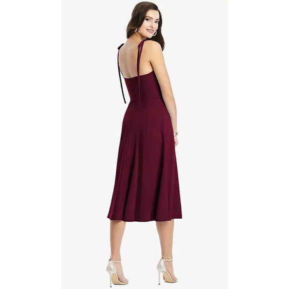 NEW Dessy Collection Size 6 Bustier Crepe Midi Dress Bow Straps $231 msrp I23-10 - Picture 2 of 10